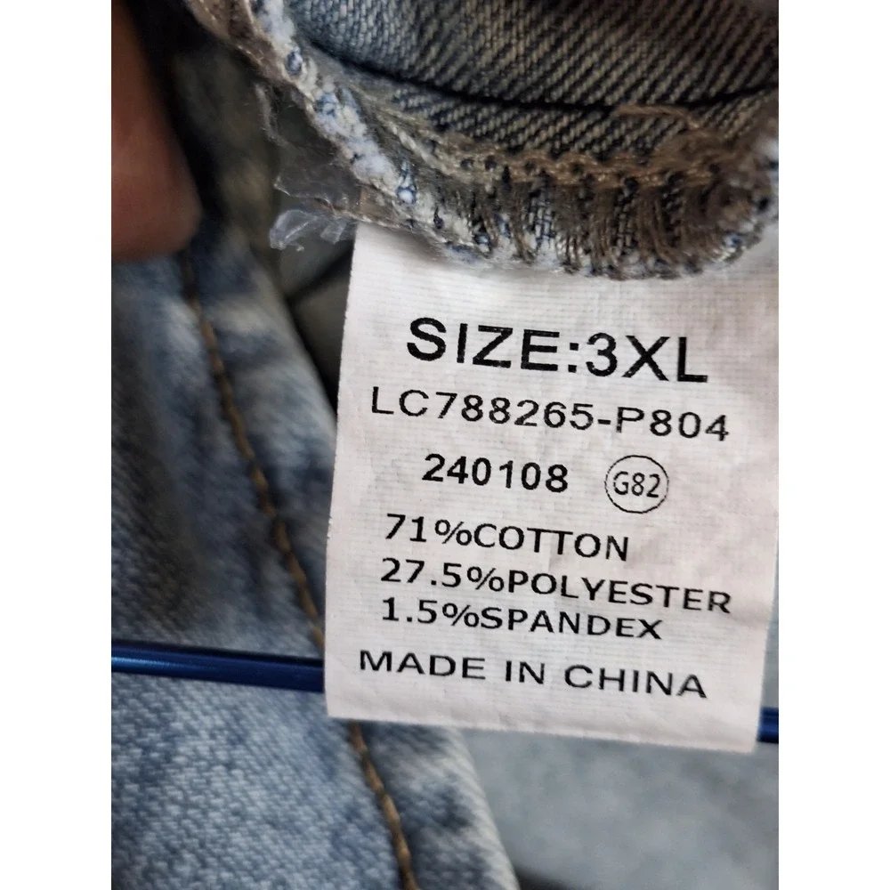 Luvamia Denim Jacket Women 3XL Blue Chest Pockets Classic Button Front - Picture 7 of 9